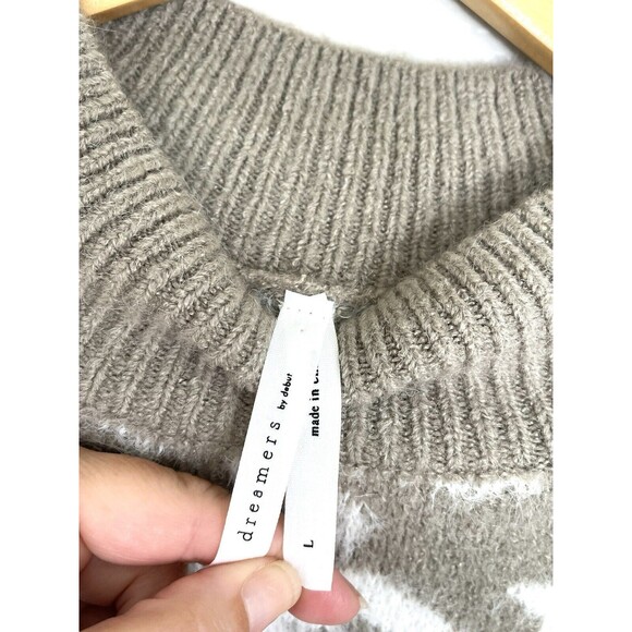 NWT Dreamers By Debut Boutique Taupe Houndstooth Sweater Super Soft Women's Sz L - Picture 7 of 11